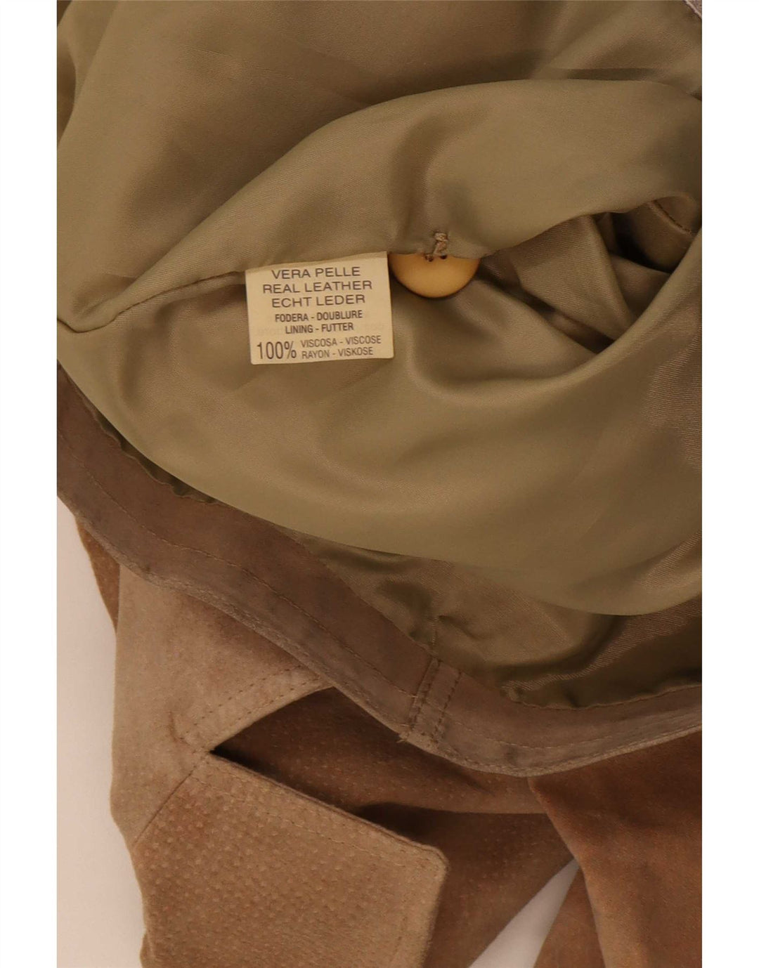 Donna Pelle Giacca da Donna in Pelle Scamosciata IT 44 Pelle Beige Medio