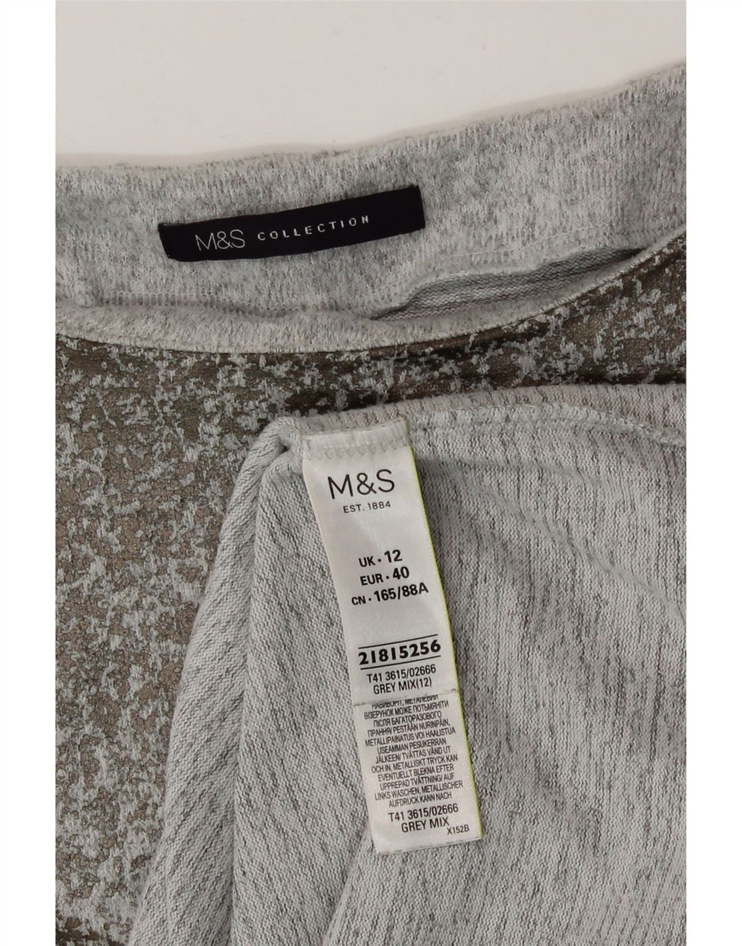 Marks & Spencer Top da donna a maniche lunghe UK 12 Poliestere grigio medio