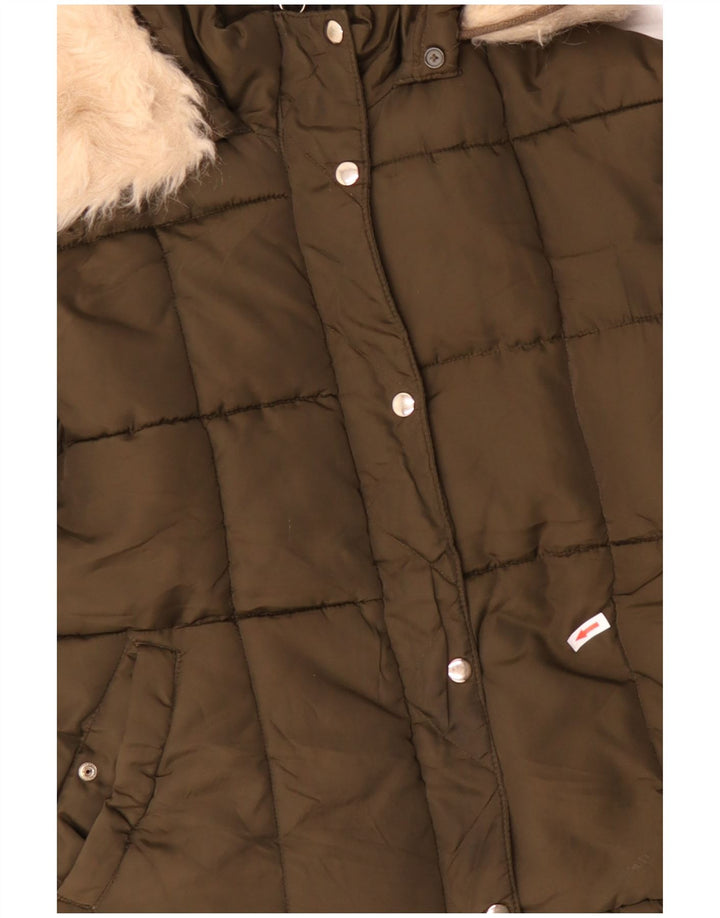 TOPSHOP Giacca imbottita oversize in sherpa corta da donna UK 12 medio cachi