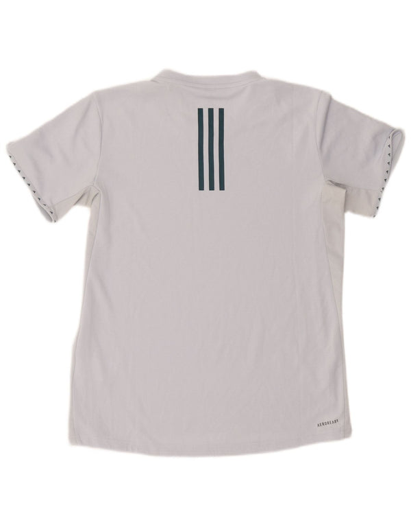 T-shirt grafica Adidas Aeroready da donna UK 12/14 Grigio medio