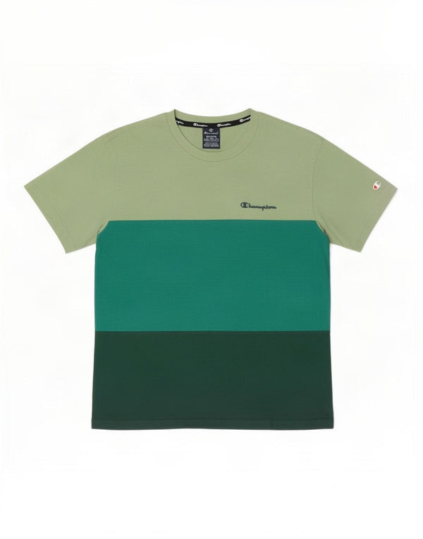 T-shirt da uomo Champion Top in cotone color block verde medio