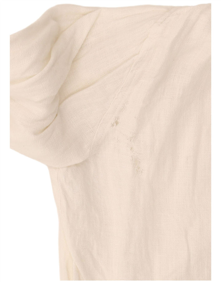 Camicia Zara da donna con maniche a 3/4, UK 14, lino bianco medio