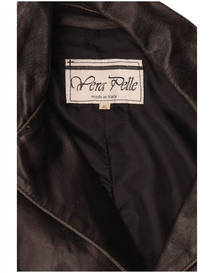 Giacca in pelle vintage da donna UK 18 XL in pelle nera