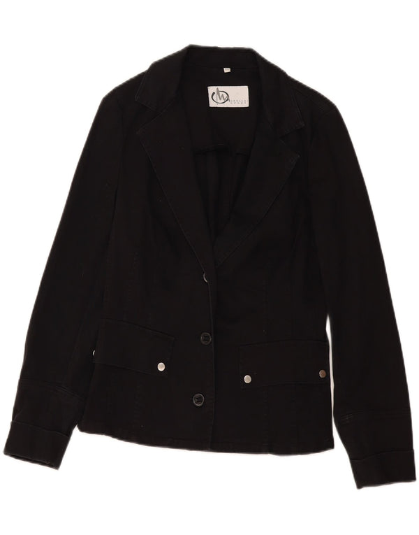 MARELLA Womens 3 Button Blazer Jacket UK 12 Medium Black Cotton