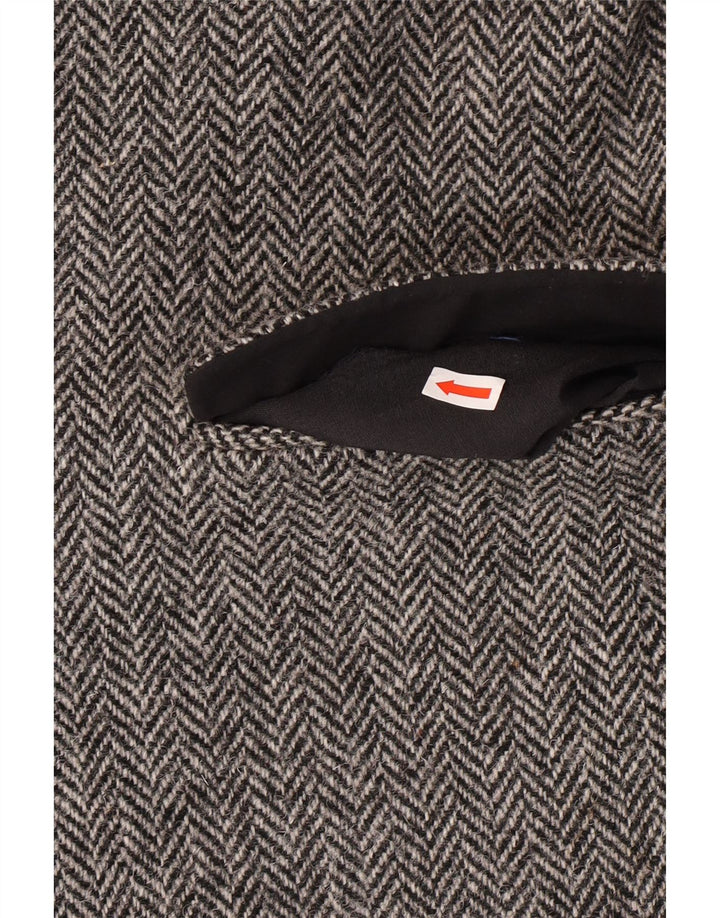 Giacca blazer da uomo HARRIS TWEED UK 40 grande classica a spina di pesce grigia
