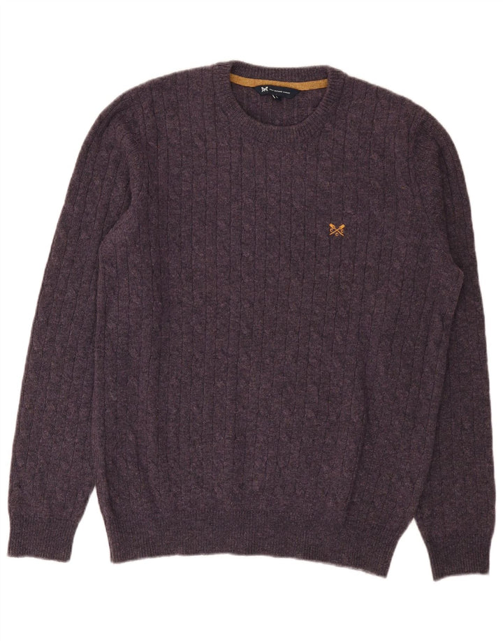 Crew Clothing Maglione da uomo con collo in lana di agnello grande viola