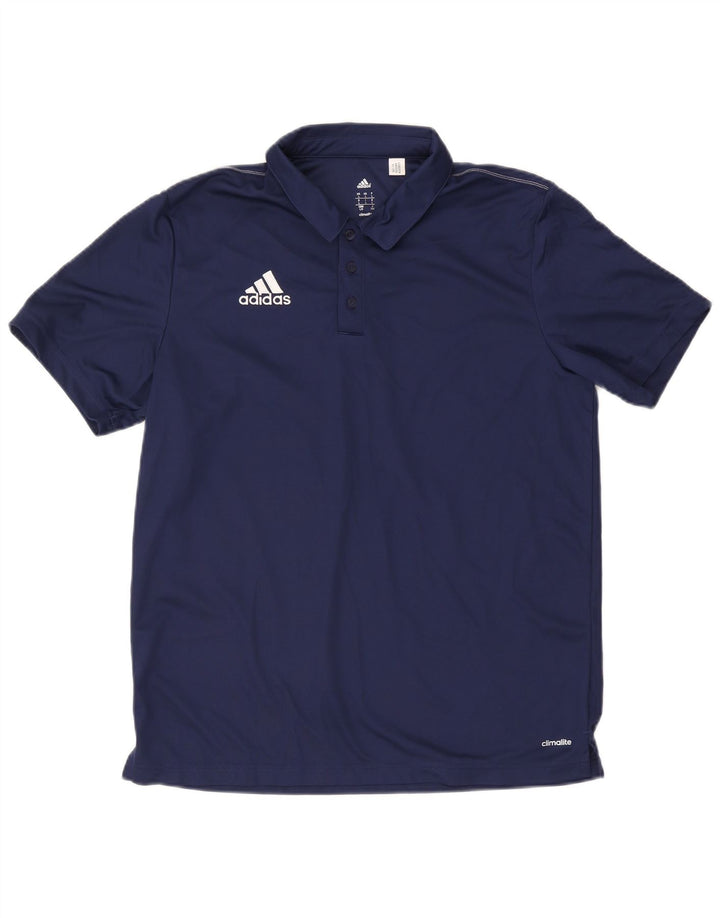 Polo Adidas Climalite da uomo grande in poliestere blu navy