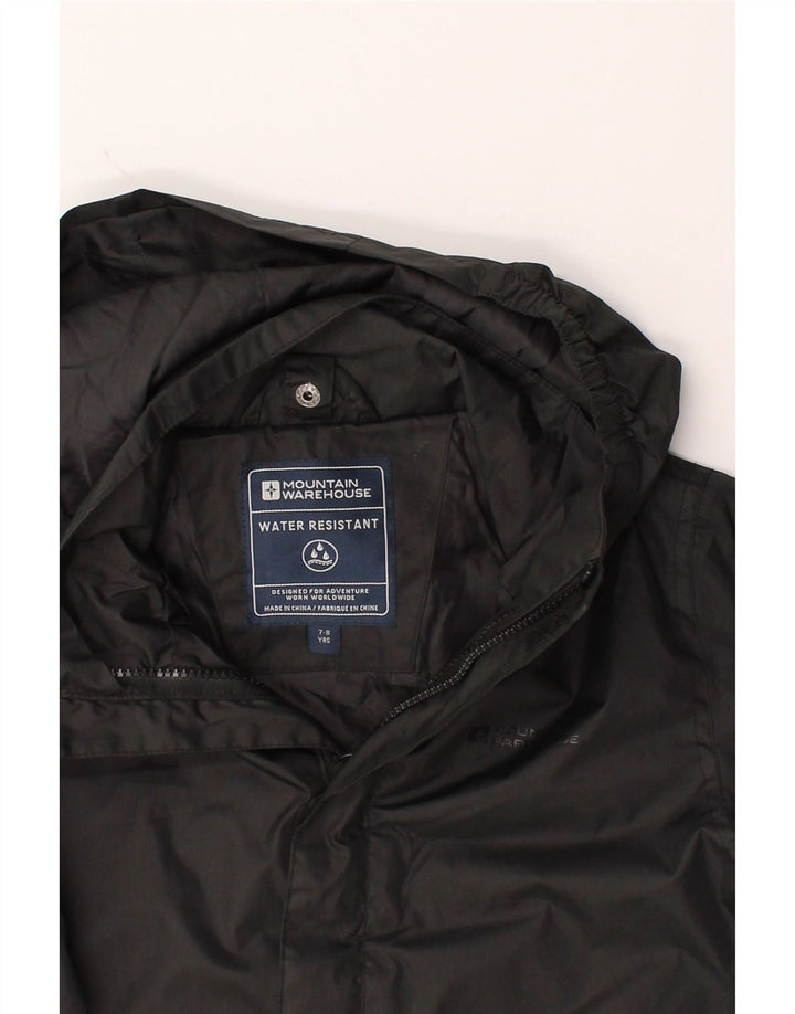 MOUNTAIN WAREHOUSE Boys Hooded Rain Jacket 7-8 Years Black Nylon Vintage Mountain Warehouse and Second-Hand Mountain Warehouse from Messina Hembry 