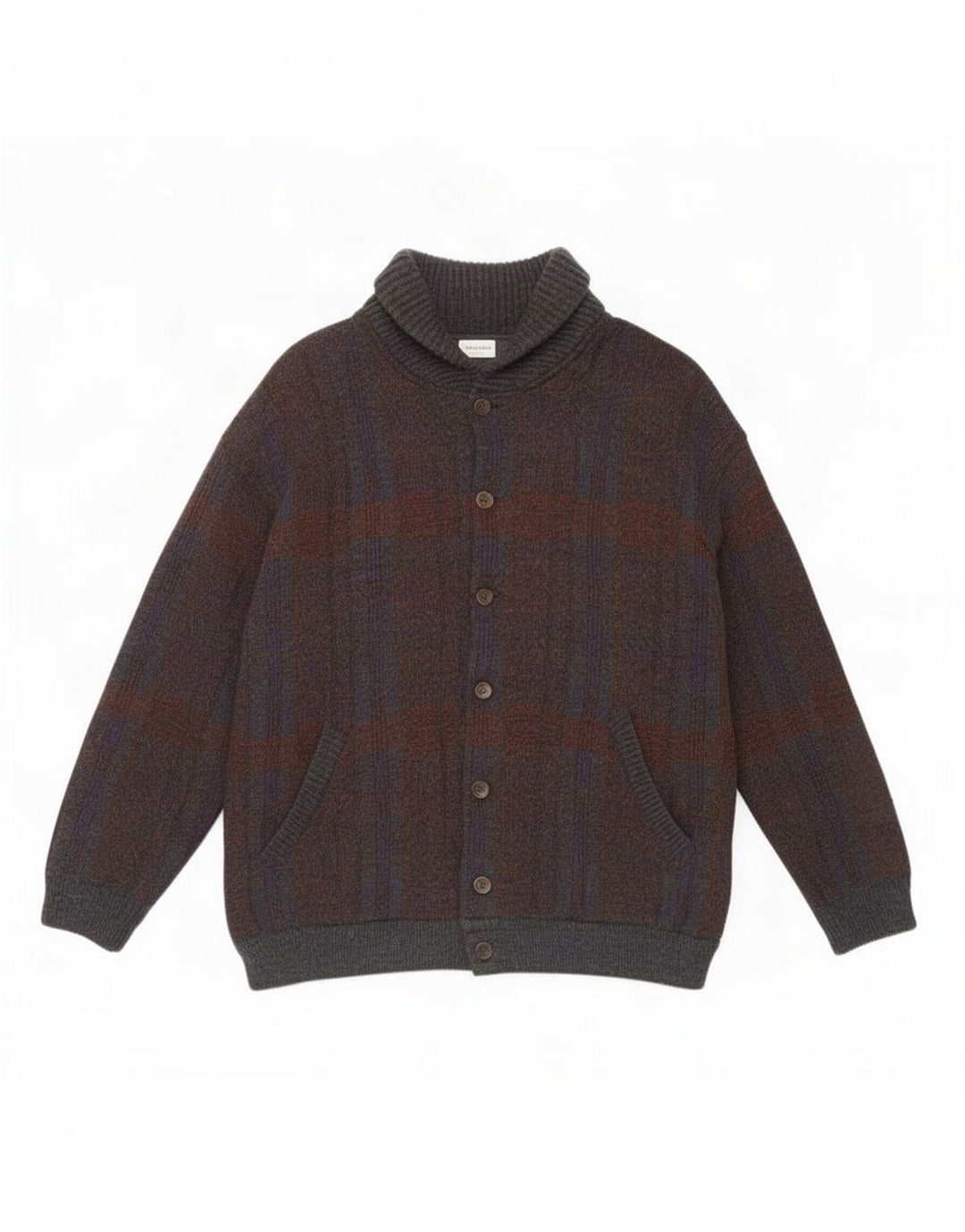 Maglione cardigan da uomo Settebello grande acrilico a quadri grigi