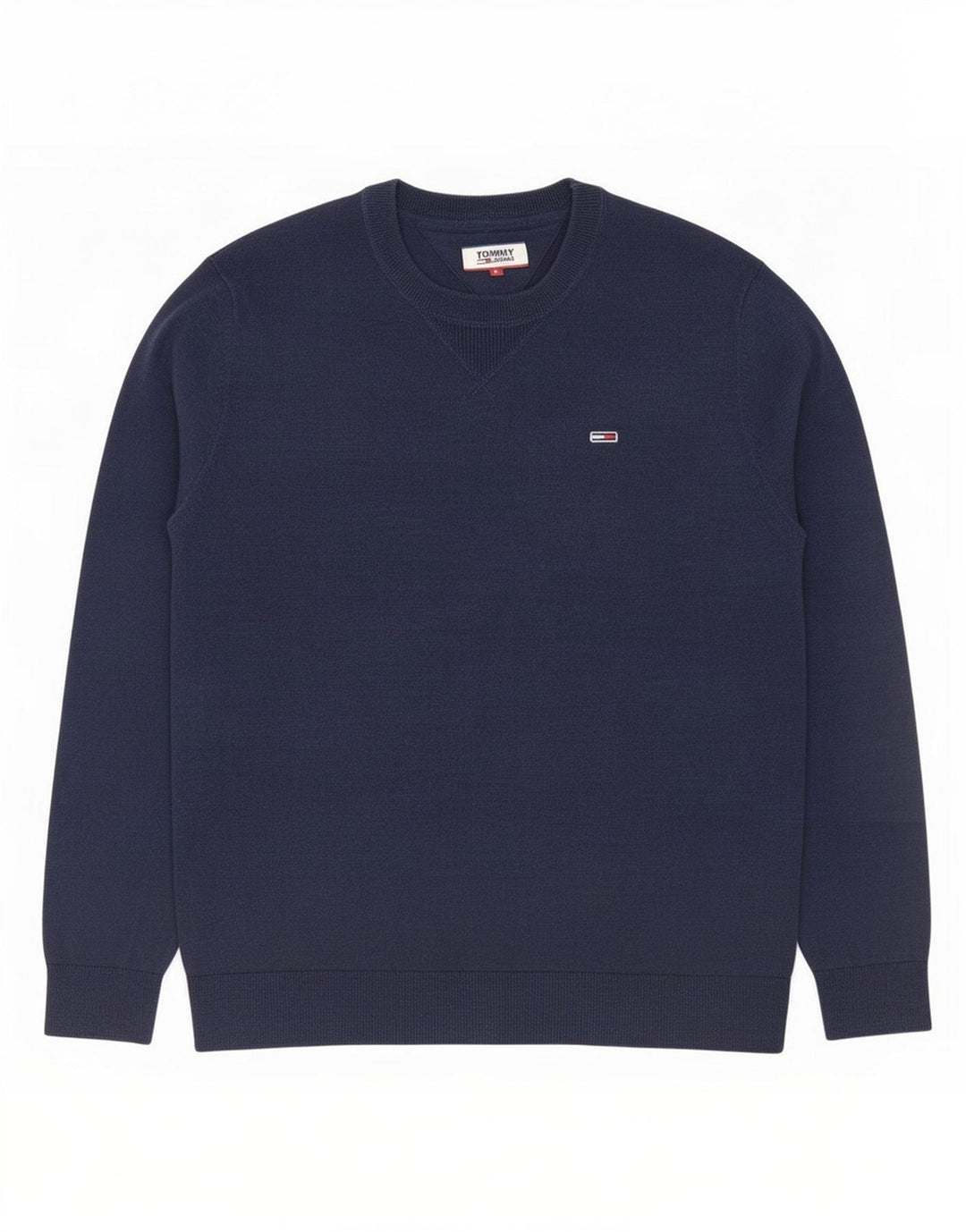 Maglione maglione girocollo da uomo Tommy Hilfiger piccolo in cotone blu navy