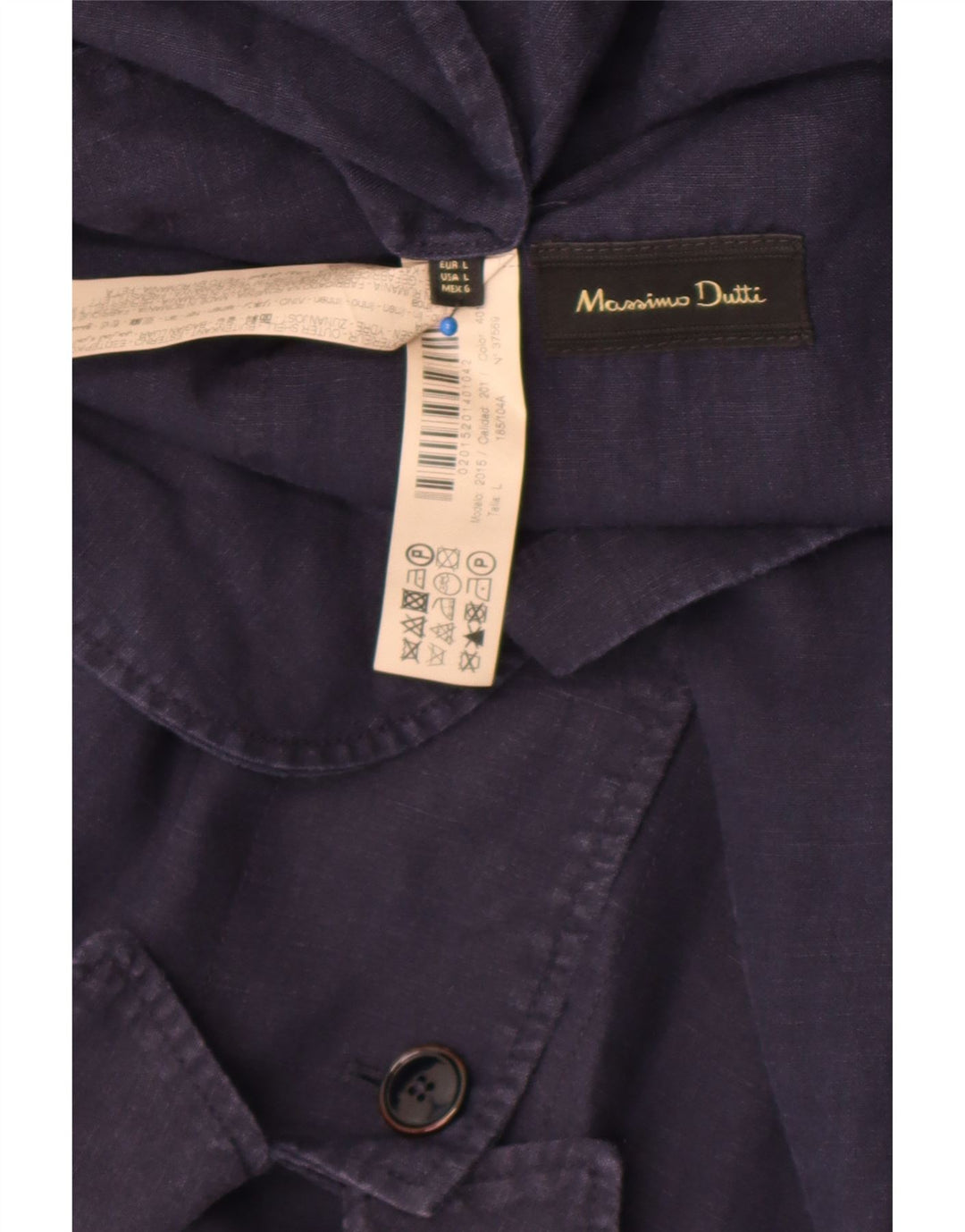 Giacca utility da uomo Massimo Dutti UK 40 Large Lino blu navy