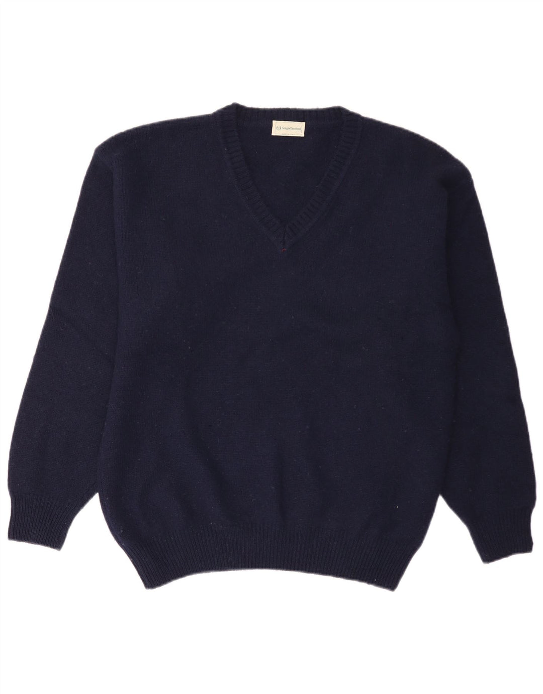 Maglione da uomo con scollo a V Sergio Tacchini XL in lana blu navy