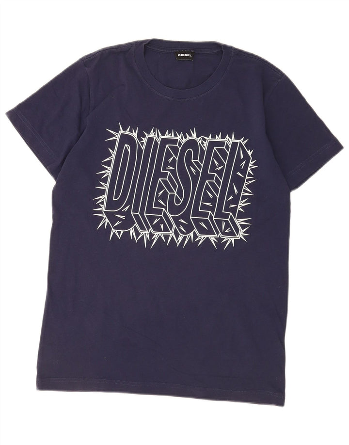T-shirt grafica da uomo Diesel Top Small in cotone blu navy