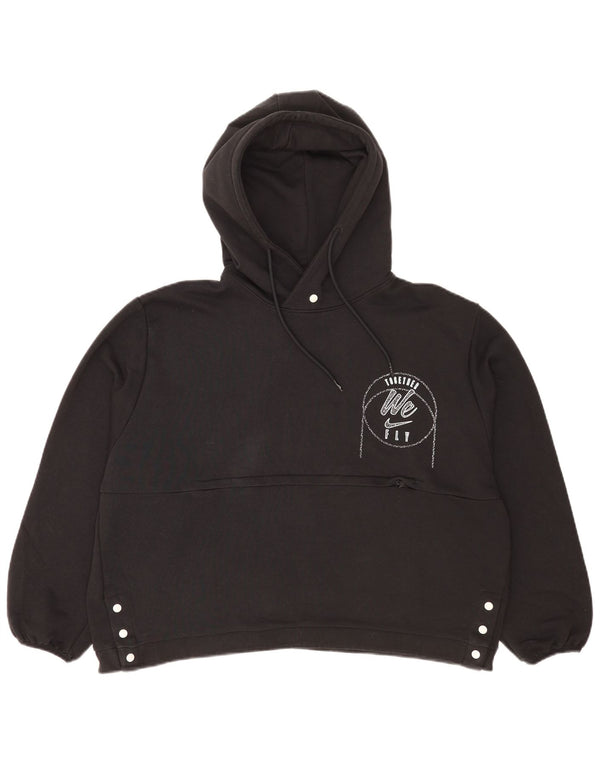 Felpa con cappuccio Nike da donna con vestibilità grafica rilassata, UK 14, grande, nera, sportiva
