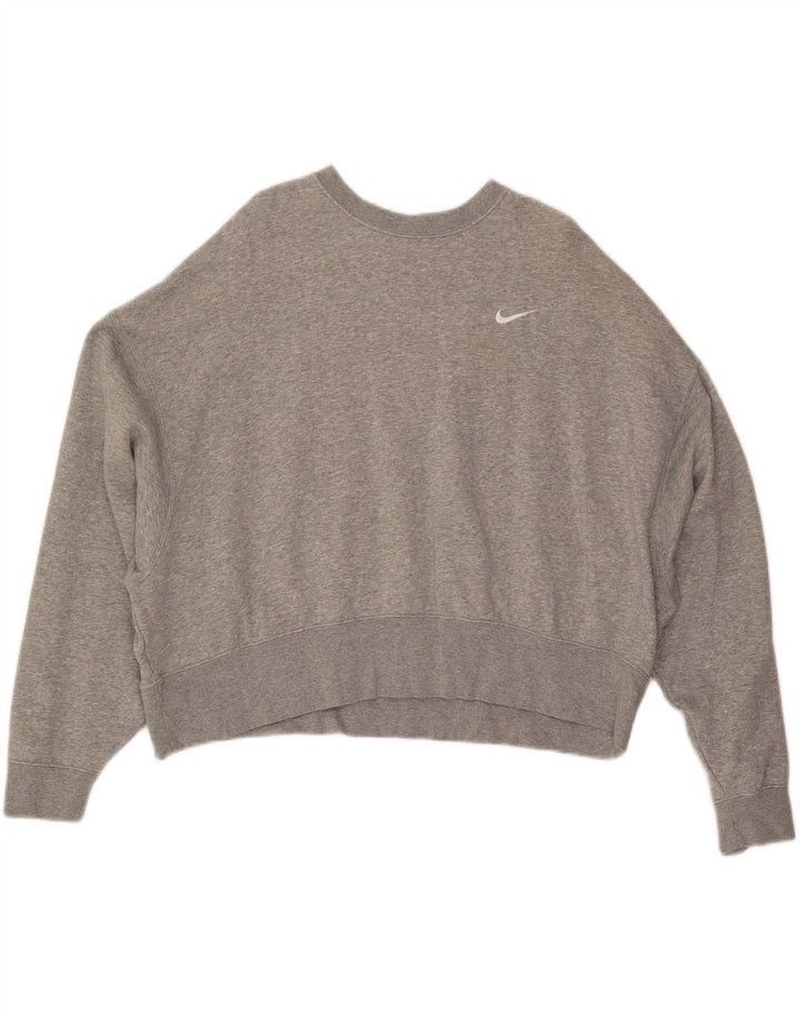 NIKE Womens Oversized Sweatshirt Jumper UK 16 Large Grey Cotton Vintage Nike and Second-Hand Nike from Messina Hembry 