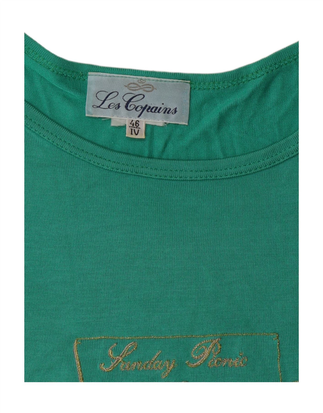 LES COPAINS Womens Graphic T-Shirt Top EU 46 XL Turquoise