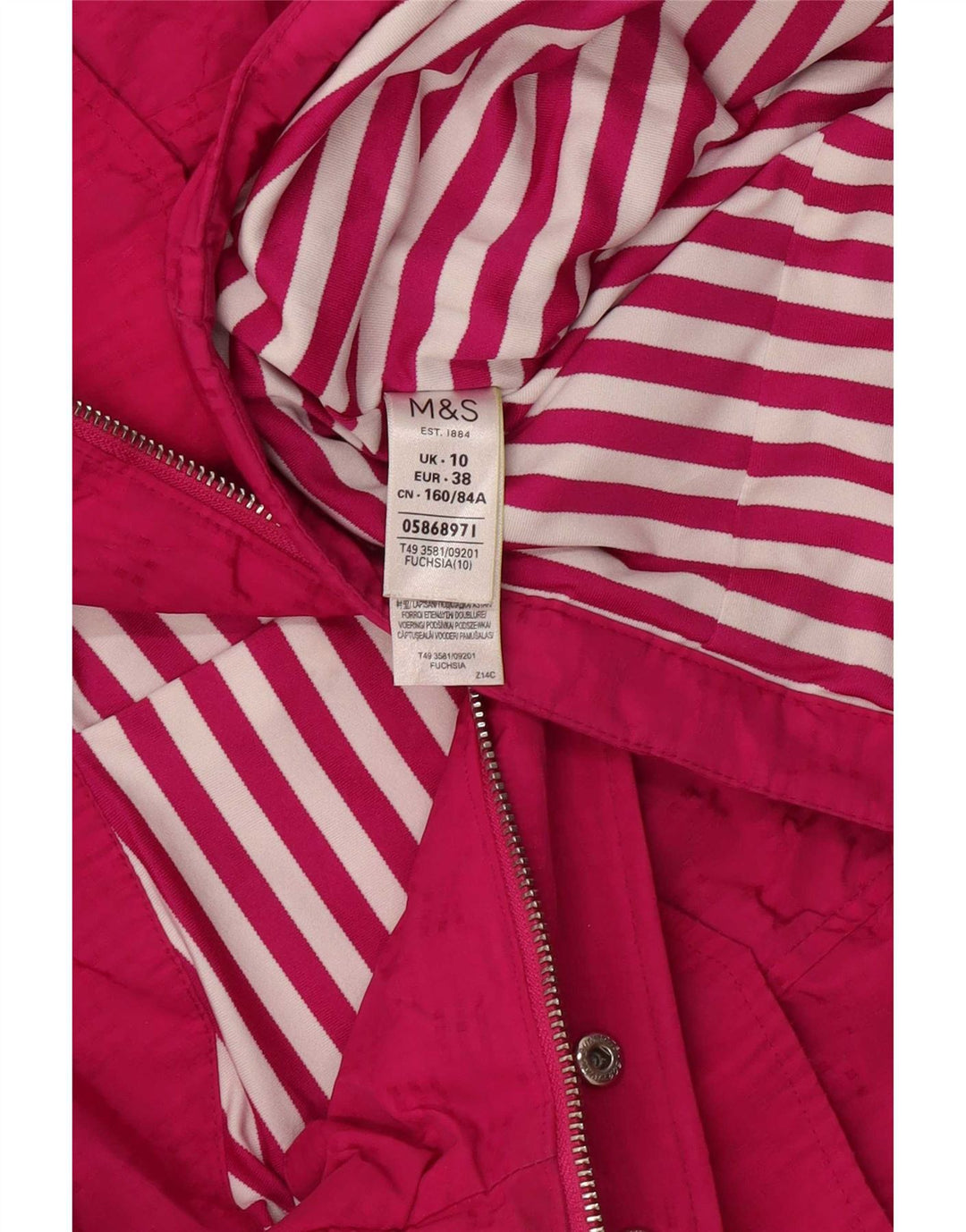 Giacca pratica con cappuccio da donna Marks & Spencer UK 10 piccola poliestere rosa