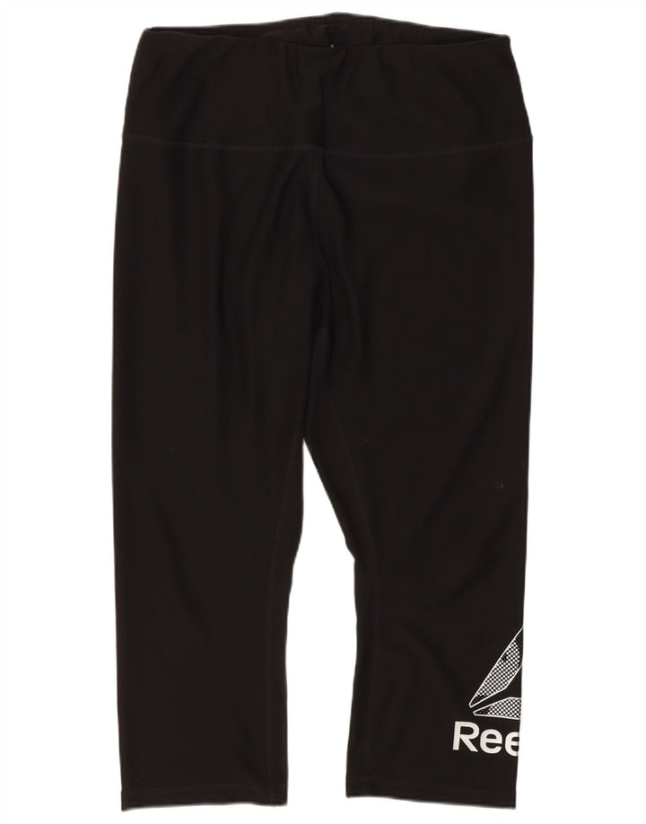 Leggings Capri grafici Reebok da donna UK 14 grandi neri