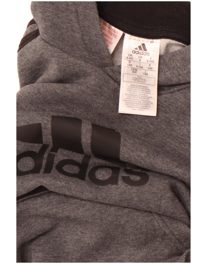 Felpa con cappuccio grafica ADIDAS per ragazzi 9-10 anni in cotone grigio