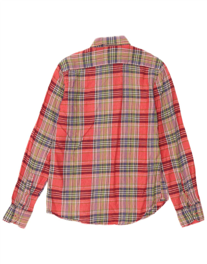 Camicia da uomo Massimo Dutti in lino a quadri rossi piccoli
