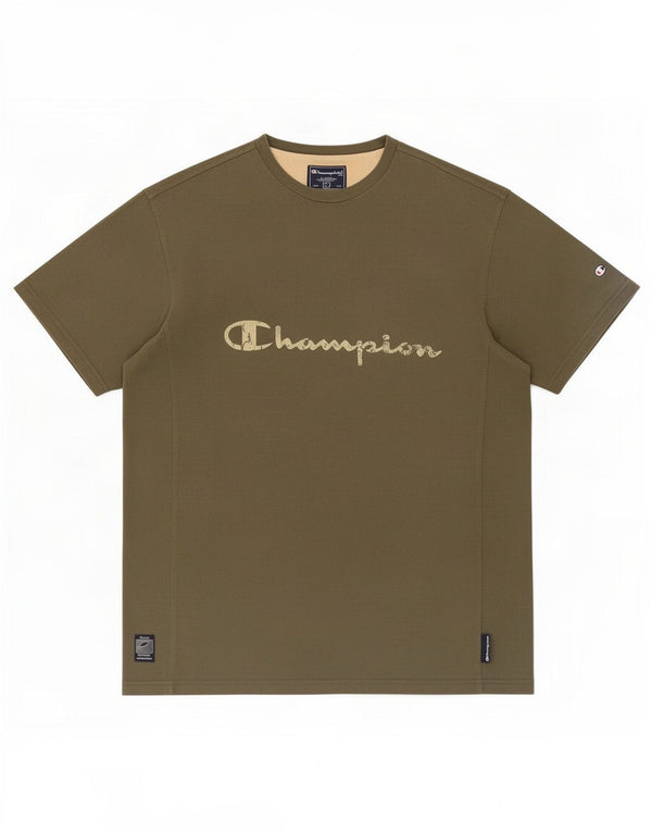 T-shirt grafica da uomo Champion Top grande in cotone kaki