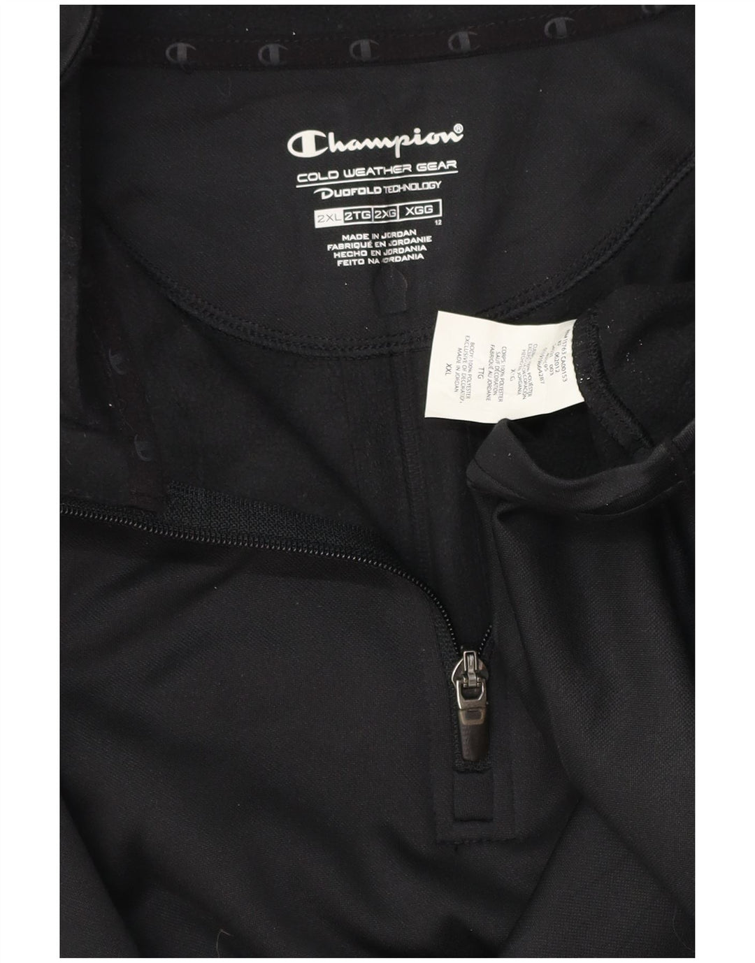 CHAMPION Top da tuta pullover con zip e collo da uomo 2XL poliestere maculato nero