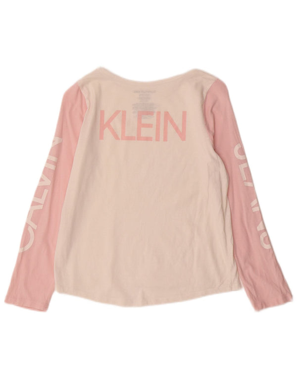Calvin Klein Jeans Top grafico per ragazze manica lunga 12-13 anni grande bianco