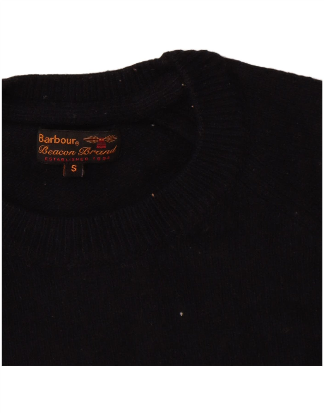 Barbour Uomo Girocollo Maglione Maglione Piccolo Blu Navy Lana