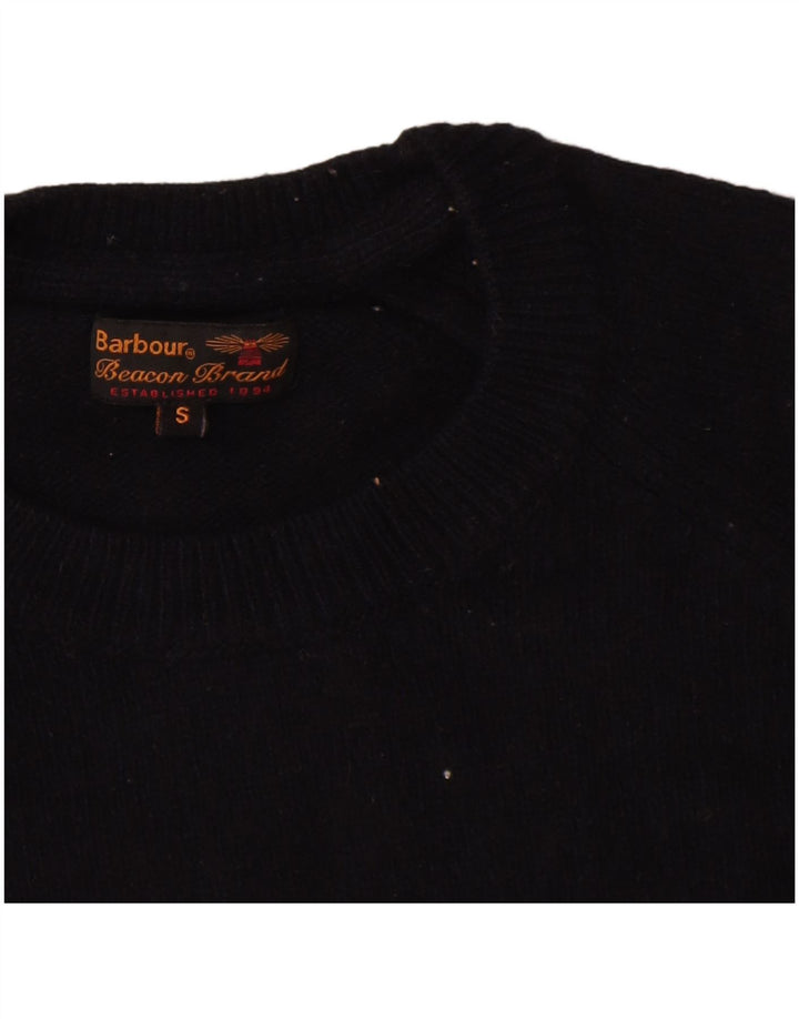 Barbour Uomo Girocollo Maglione Maglione Piccolo Blu Navy Lana