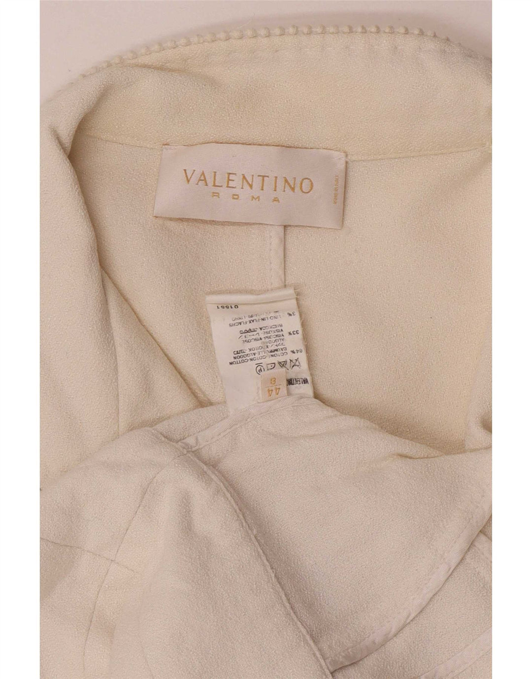 Giacca blazer corta da donna a 1 bottone Valentino IT 44 cotone bianco sporco medio