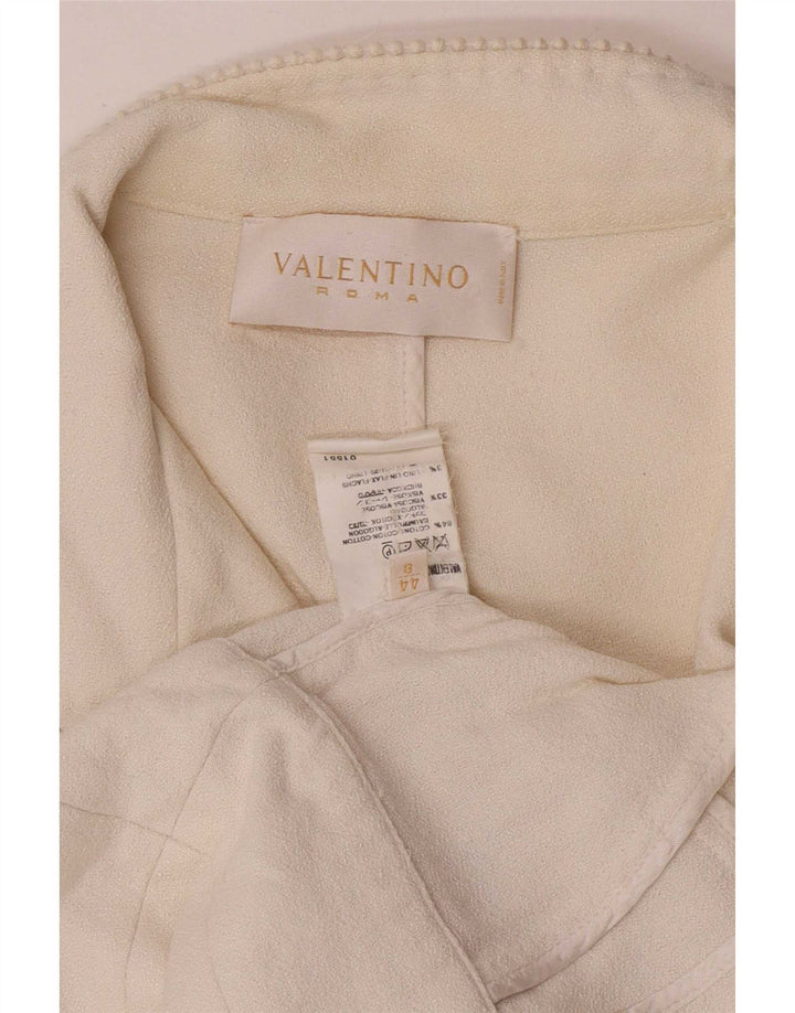 Giacca blazer corta da donna a 1 bottone Valentino IT 44 cotone bianco sporco medio