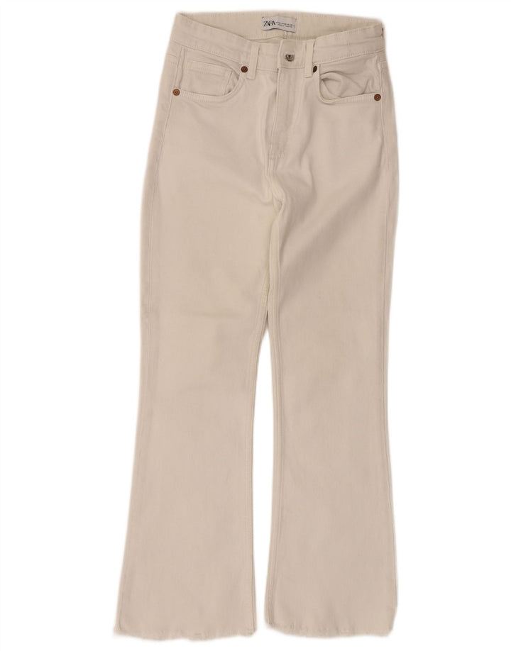 Jeans svasati da donna Zara EU 36 XS W26 L25 cotone bianco