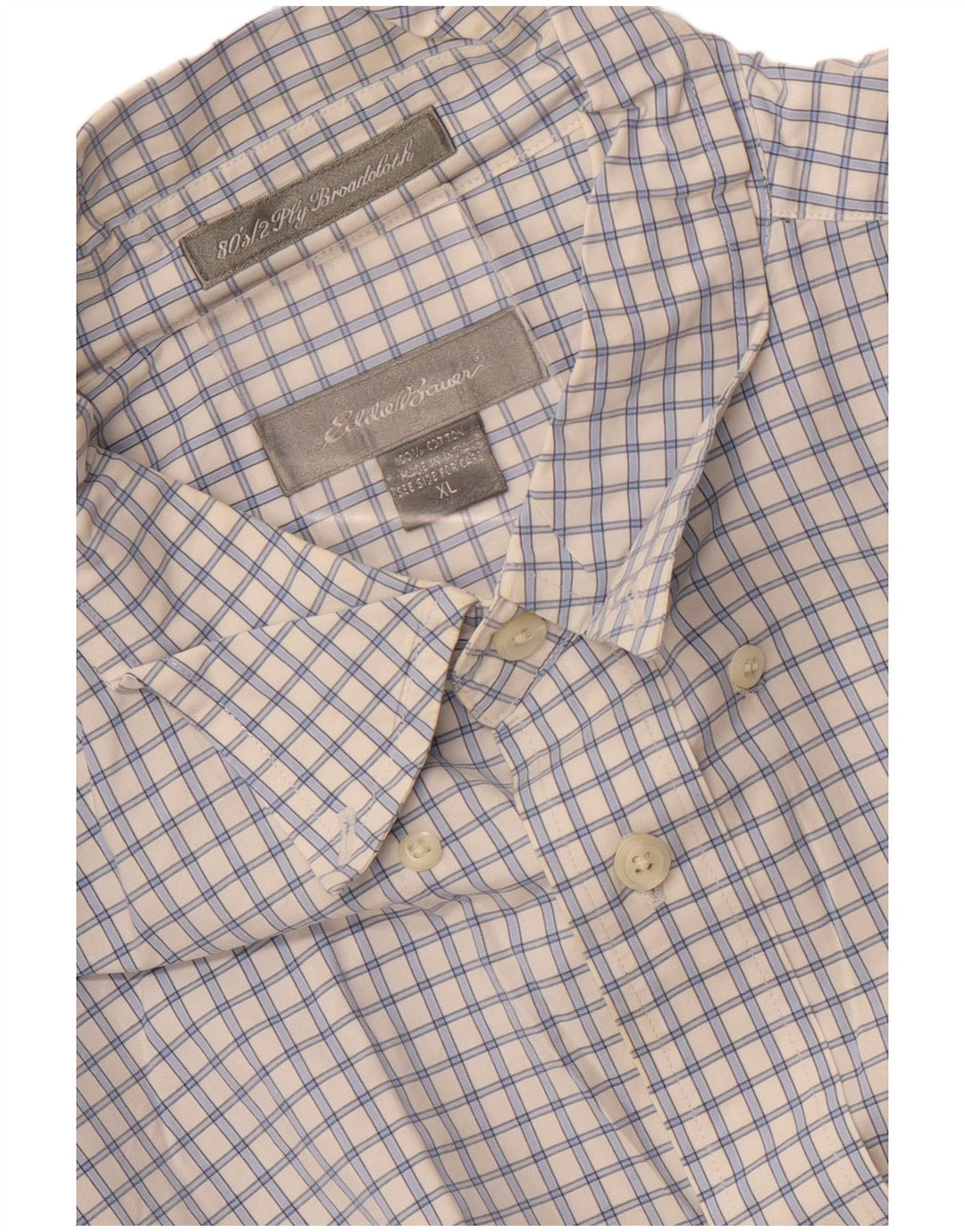 Camicia da uomo Eddie Bauer XL in cotone a quadri bianchi