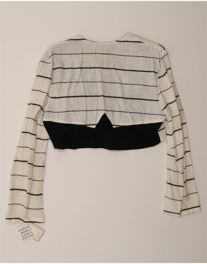 Giacca Bolero vintage da donna doppio petto IT 44 a righe bianche medie