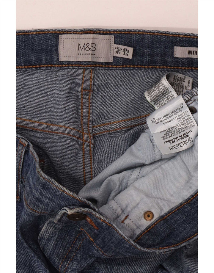 Jeans dritti da uomo Marks & Spencer W36 L33 cotone blu