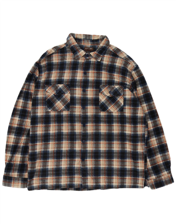 ATLAS FOR MEN Camicia in pile da uomo 3XL Poliestere a quadri blu