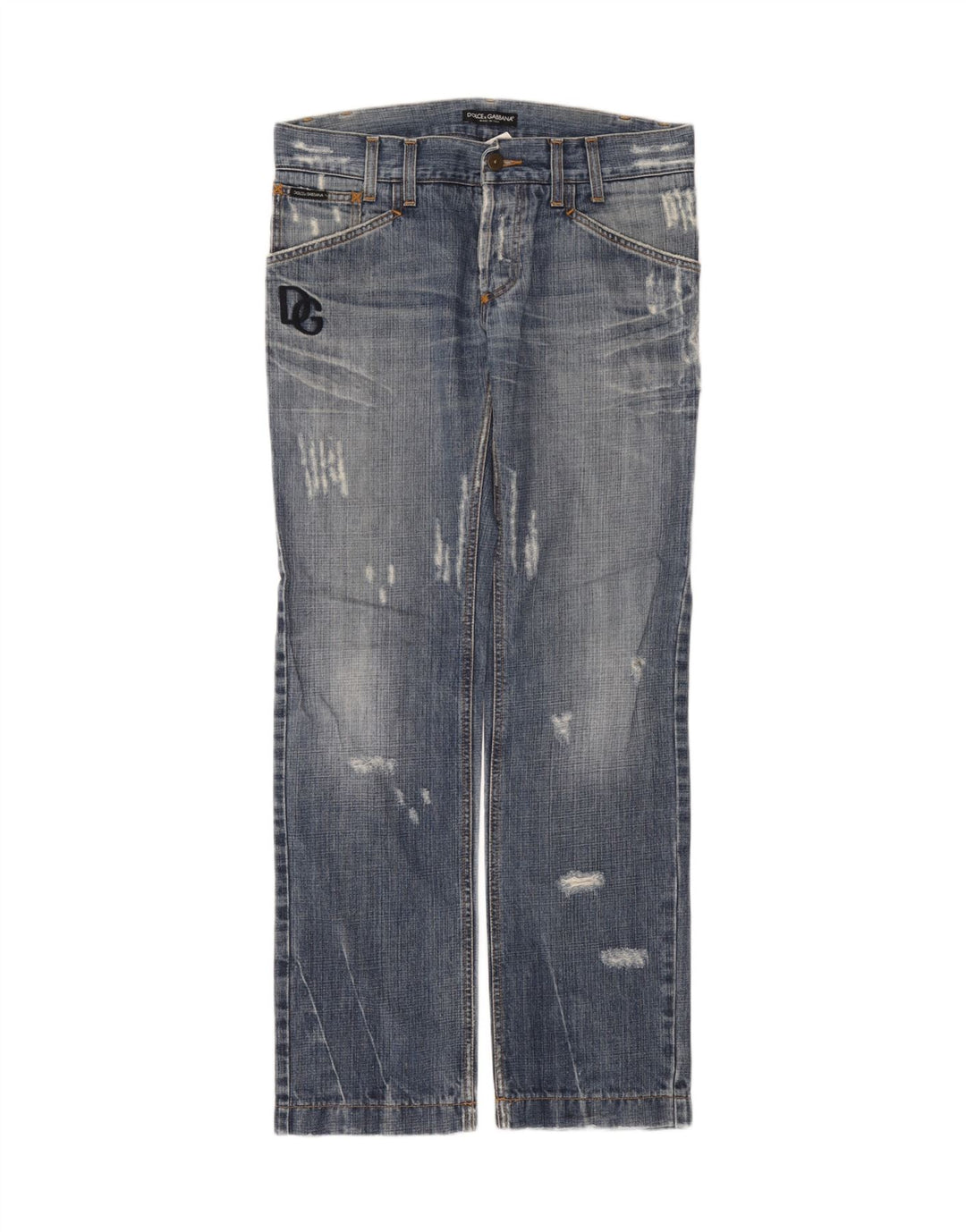 Jeans dritti invecchiati da uomo Dolce & Gabbana IT 48 medio W32 L33 blu