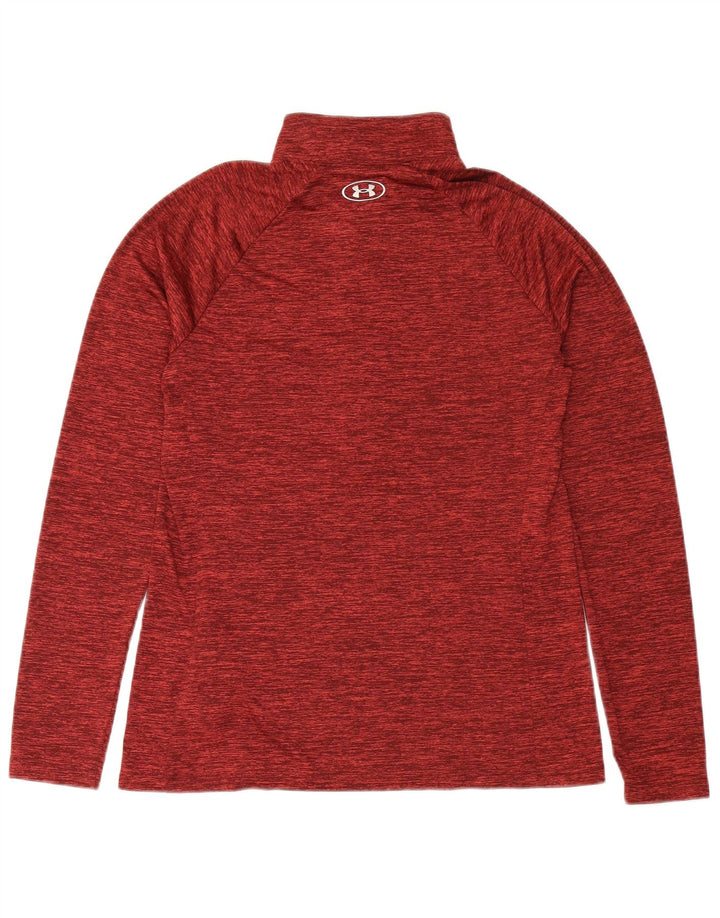 UNDER ARMOUR Womens Heat Gear Pullover Tracksuit Top UK 14 Large Red