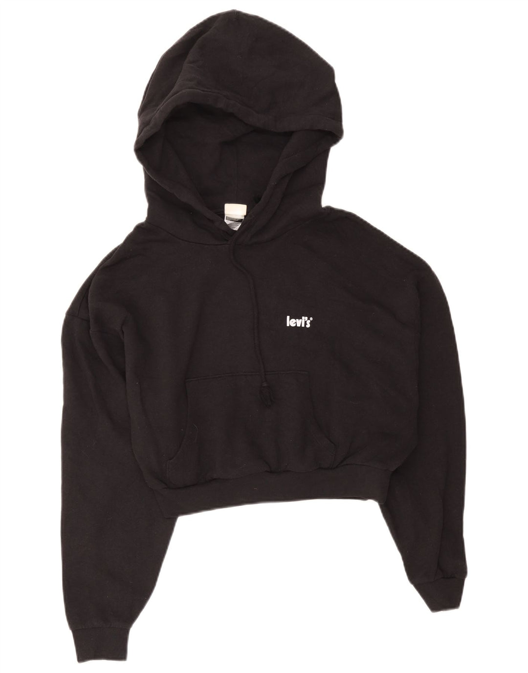 Maglione corto con cappuccio da donna Levi's UK 14 cotone nero medio