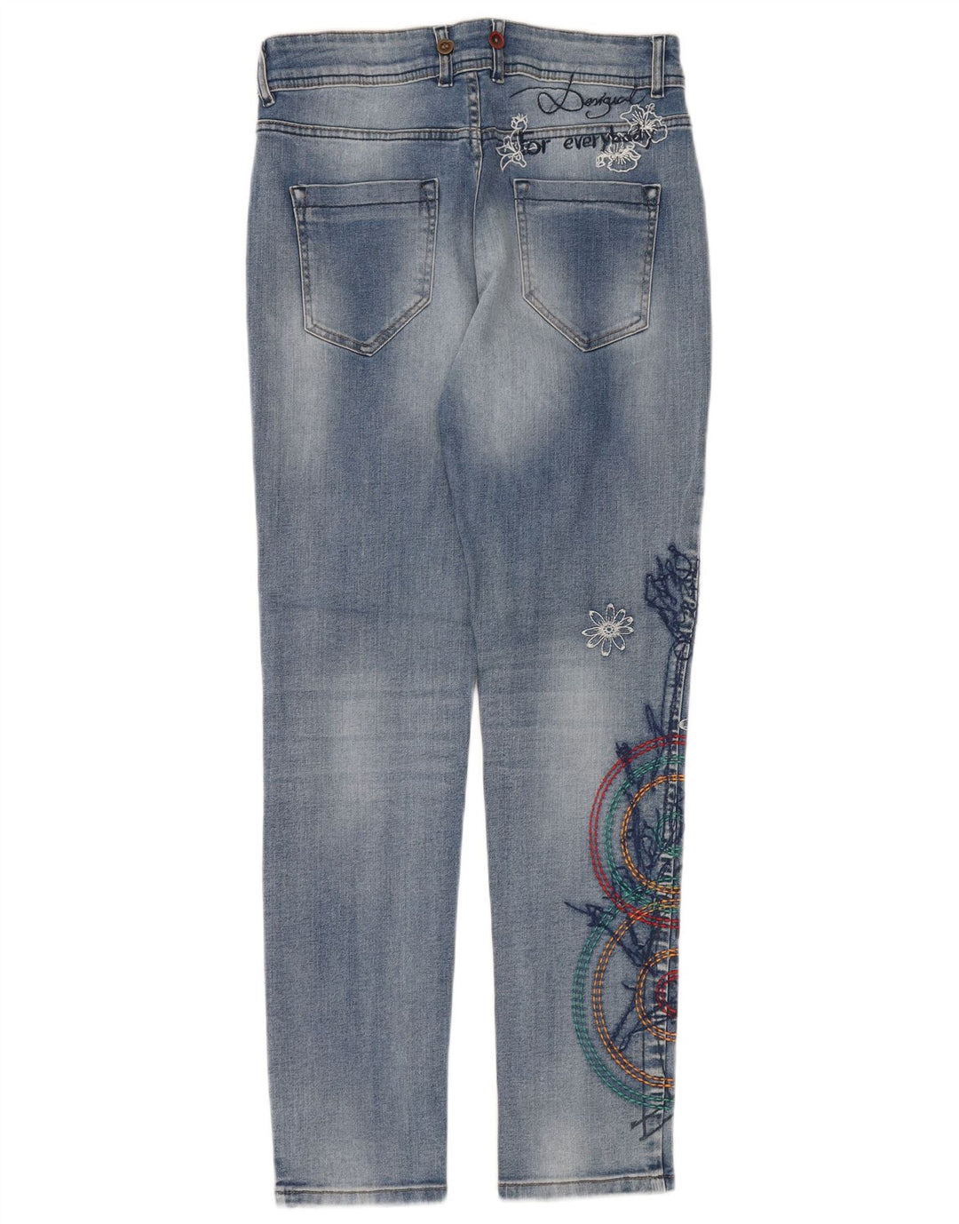 Jeans slim grafici da donna DESIGUAL W24 L32 poliestere floreale blu