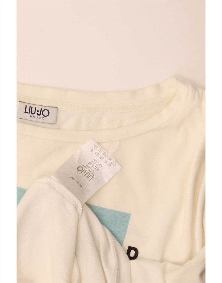 T-shirt grafica corta da donna Liu Jo Top UK 14 medio bianco sporco