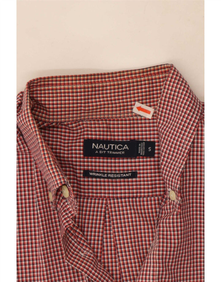 Camicia da uomo Nautica piccola in cotone a quadretti rossi