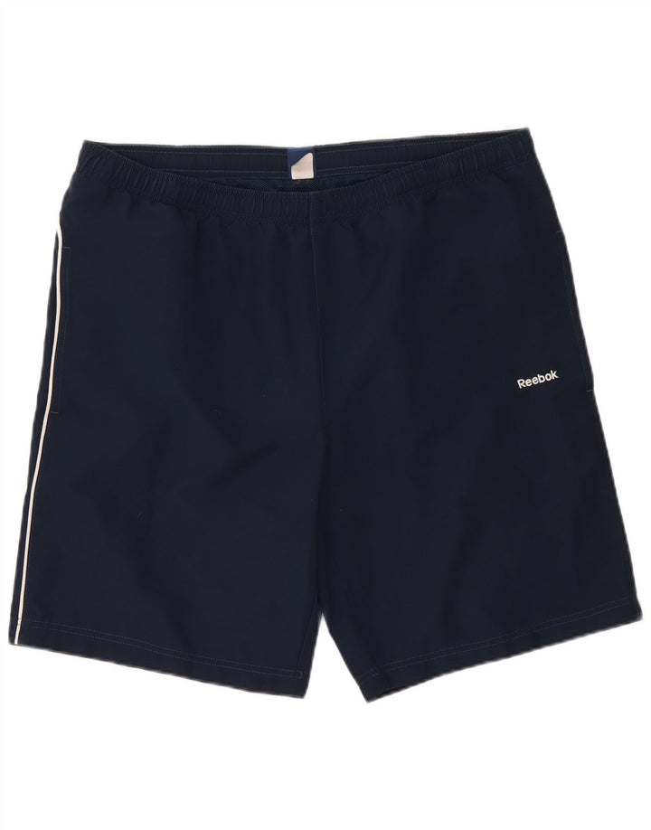 Pantaloncini sportivi Reebok da uomo di grandi dimensioni in poliestere blu navy