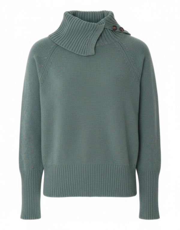 Maglione maglione a collo alto da donna Benetton UK 18 XL lana screziata verde