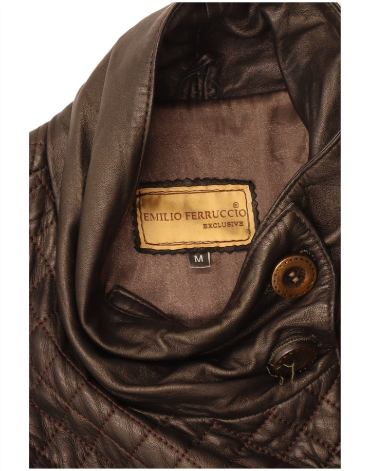 Giacca militare doppiopetto vintage da donna UK 12 Marrone medio