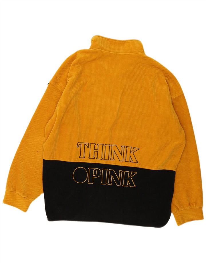Think Pink Felpa con collo con zip grafica da uomo Maglione grande giallo