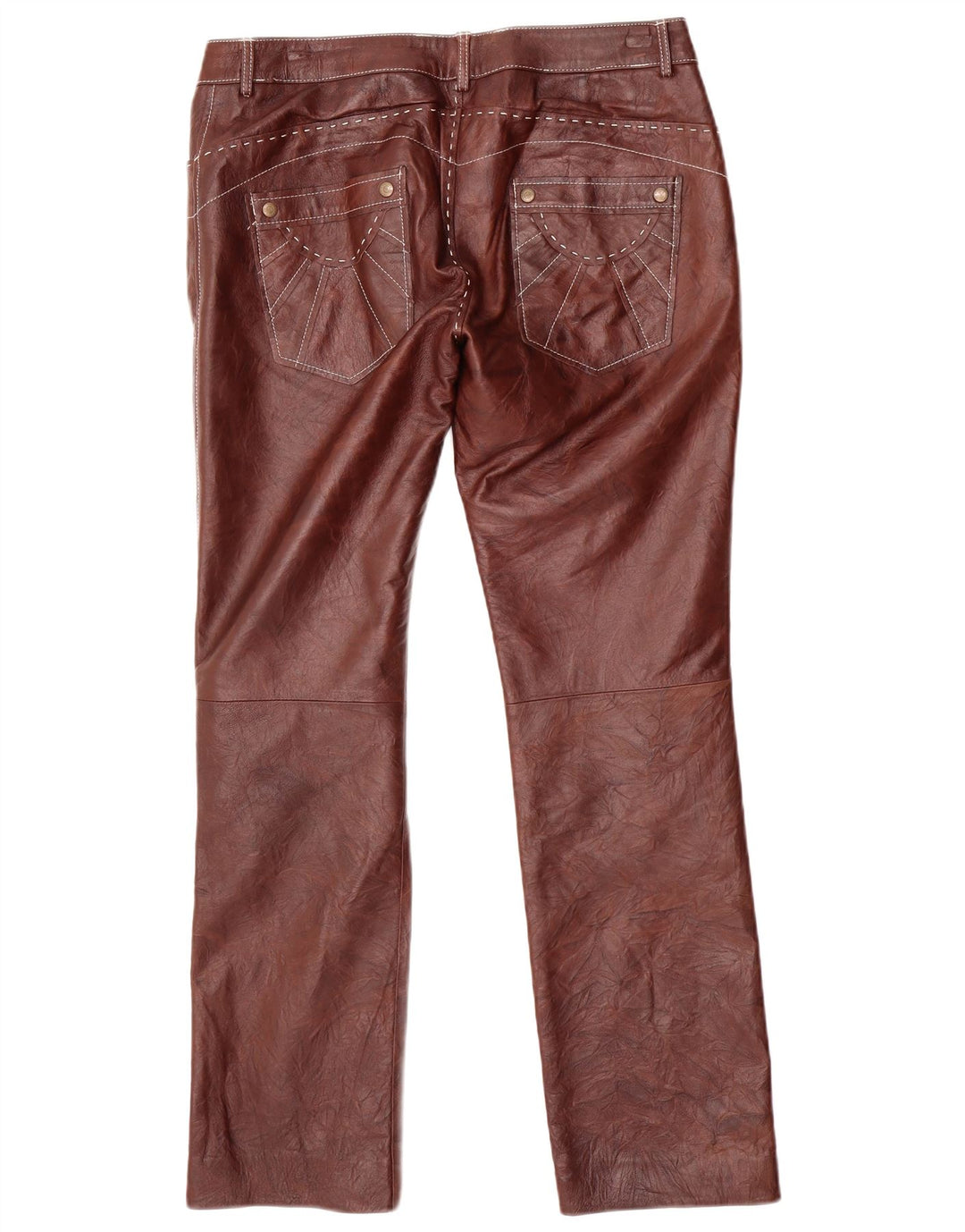 Pantaloni dritti in pelle da donna VINTAGE W34 L31 Marrone