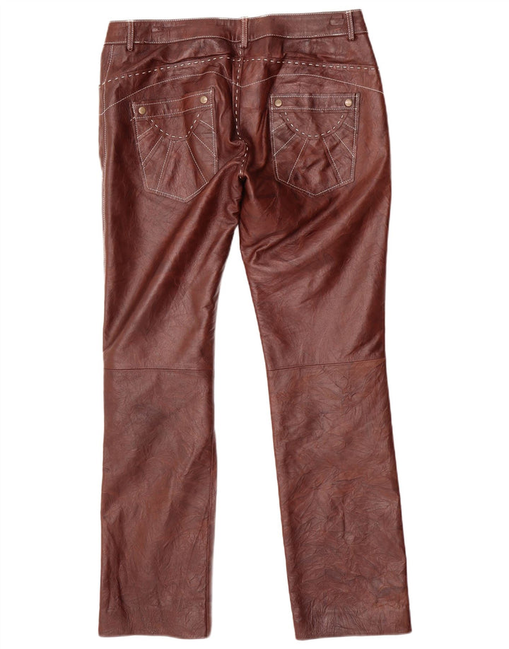 Pantaloni dritti in pelle da donna VINTAGE W34 L31 Marrone