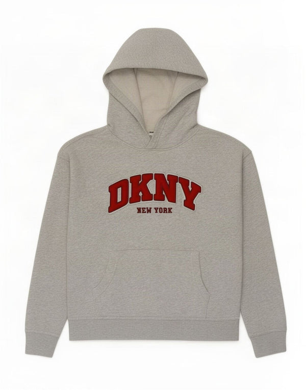 Maglione con cappuccio grafico da donna Dkny UK 14 Cotone grigio medio