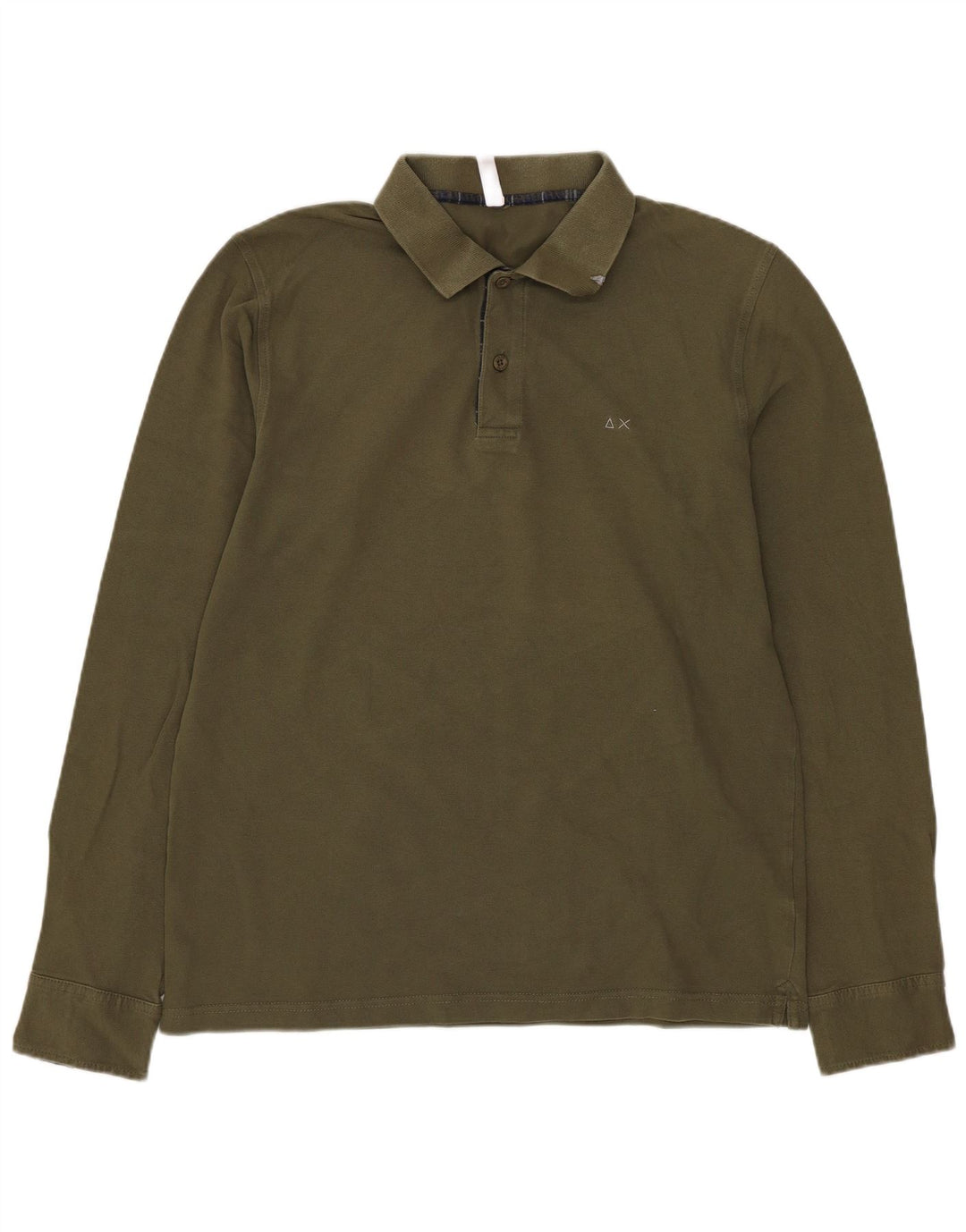 Polo a maniche lunghe da uomo Sun68 grande in cotone kaki